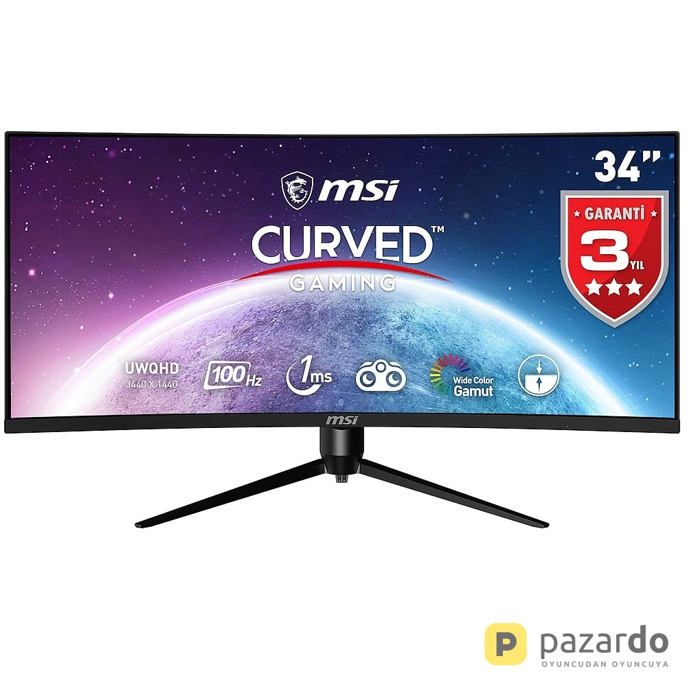 MSI MAG342CQPV 34 inç 100Hz 1ms UWQHD Adaptive Sync VA Kavisli Gaming Monitör