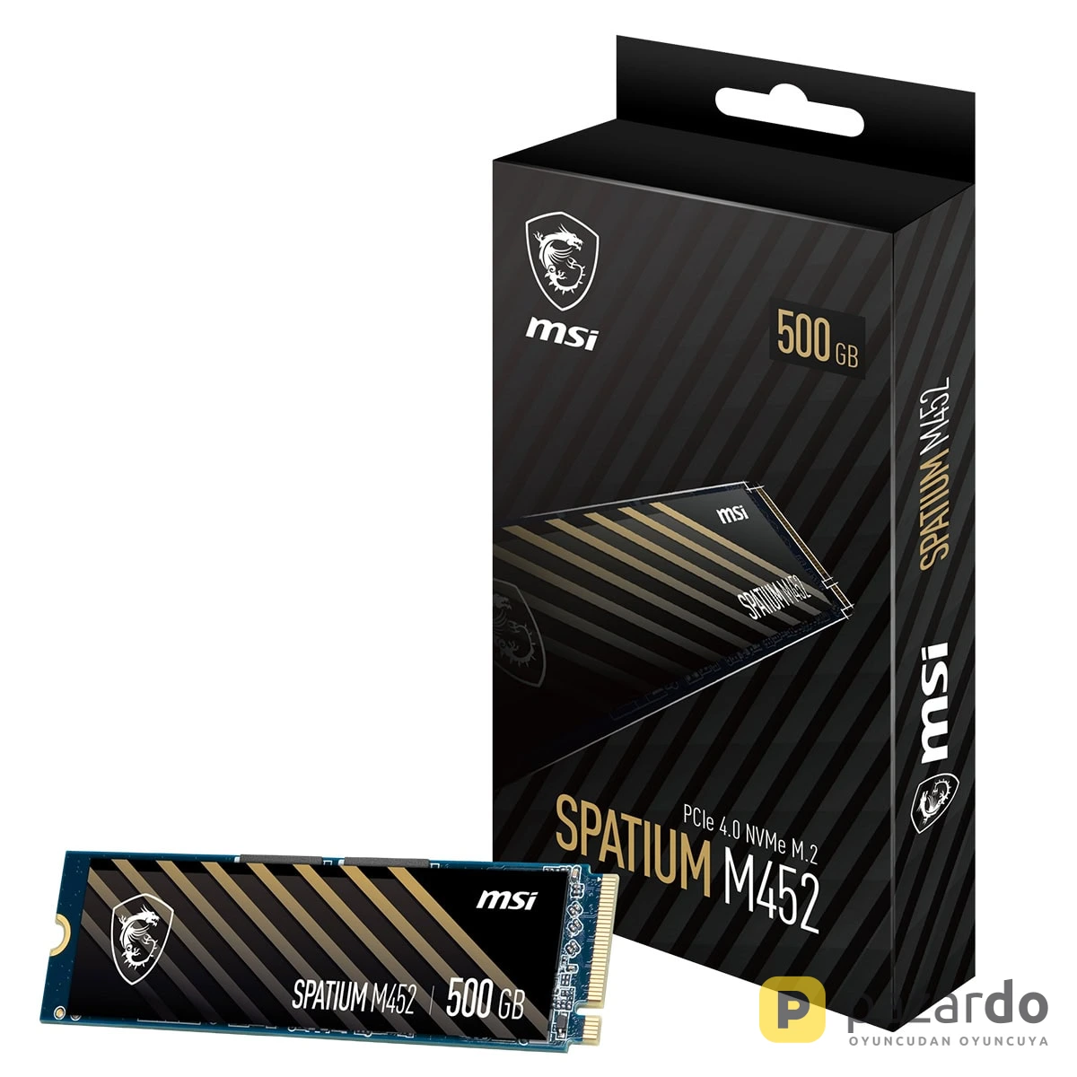 MSI SPATIUM M452 500GB NVMe PCIe Gen4 x4 Okuma 3600MB – Yazma 3100MB M.2 SSD
