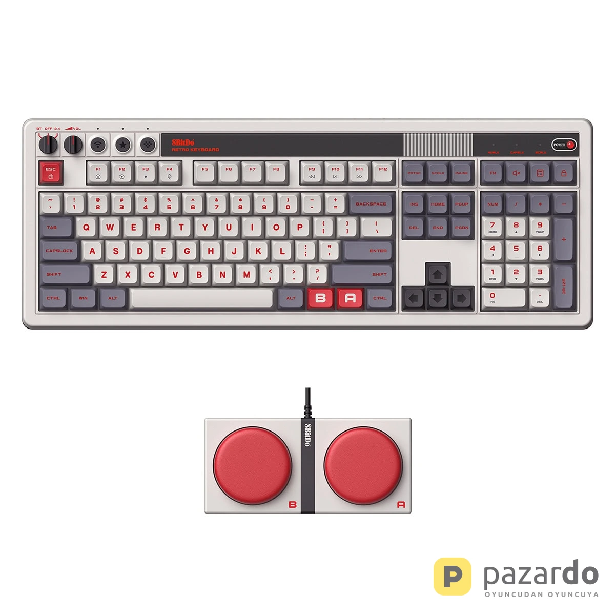 8BitDo Retro N Edition Kailh Box White V2 Switch Hotswap Kablosuz İngilizce Mekanik Gaming Klavye