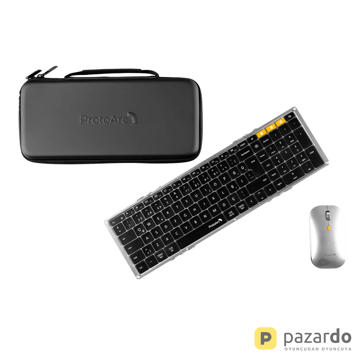 ProtoArc XKM01 Siyah-Gümüş Kablosuz Türkçe Klavye Mouse Seti (CP016850)