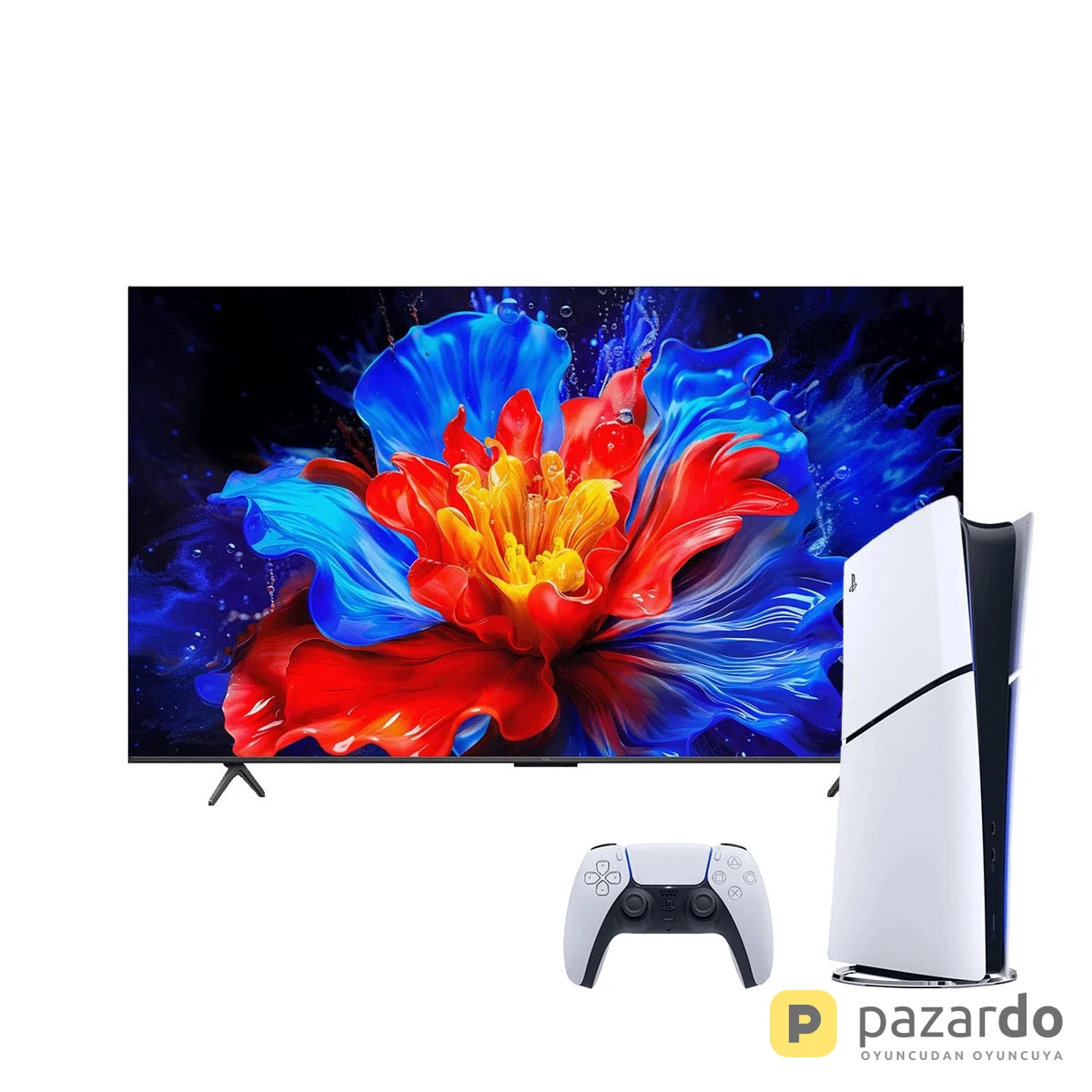 TCL 55T8C 55 inç 139 Ekran Smart 144Hz 4K UHD QLED Google TV – Sony Playstation 5 Slim Dijital Edition 825GB Oyun Konsolu – Beyaz Bundle Paketi